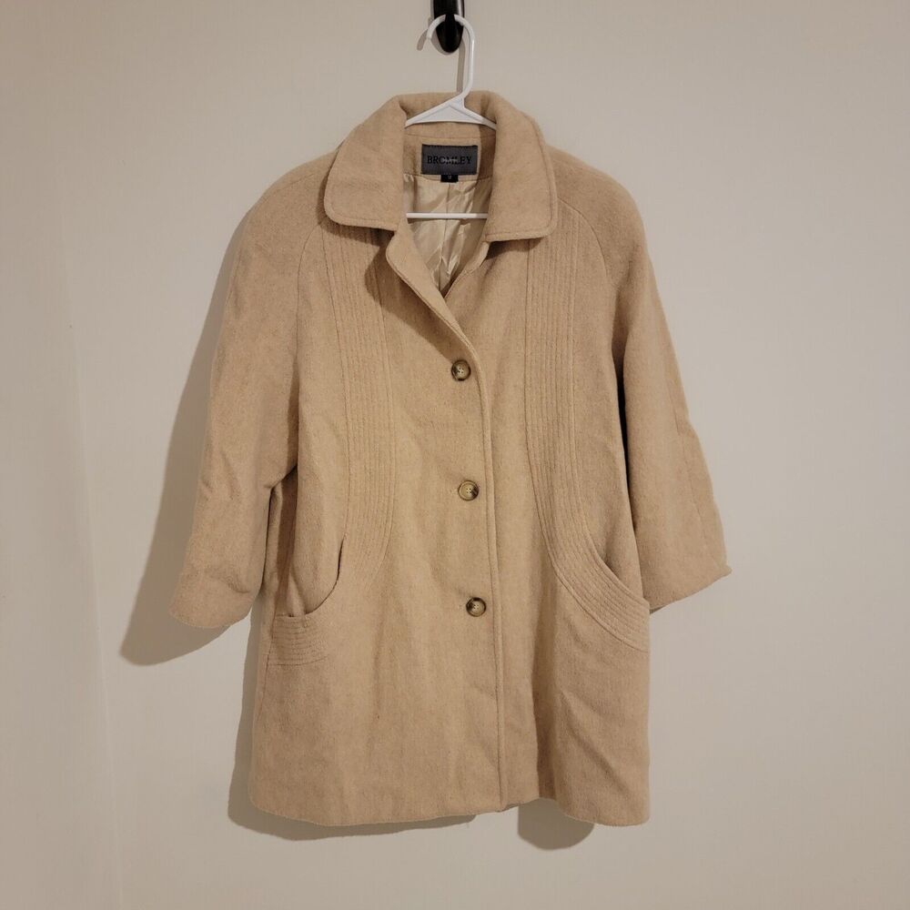 Vintage Bromley Wool Blend Jacket Sport Coat Long Beige City